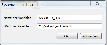 Android SDK Umgebungsvariable